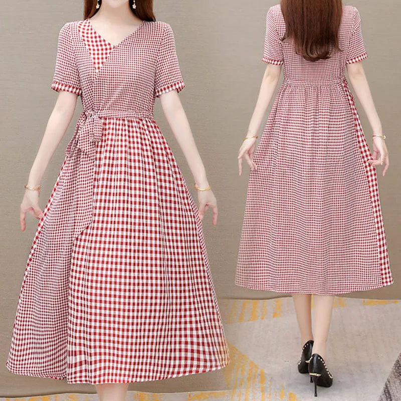Vintage Charm Checkered Dress