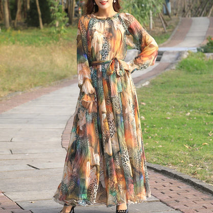 Floral Printed Chiffon Maxi Dress