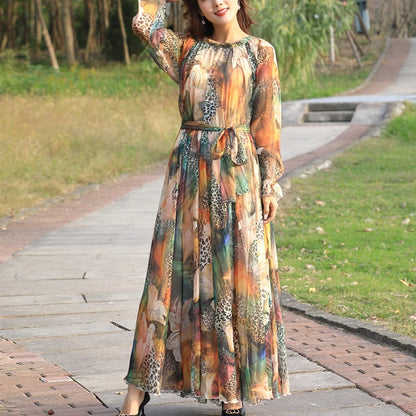 Floral Printed Chiffon Maxi Dress