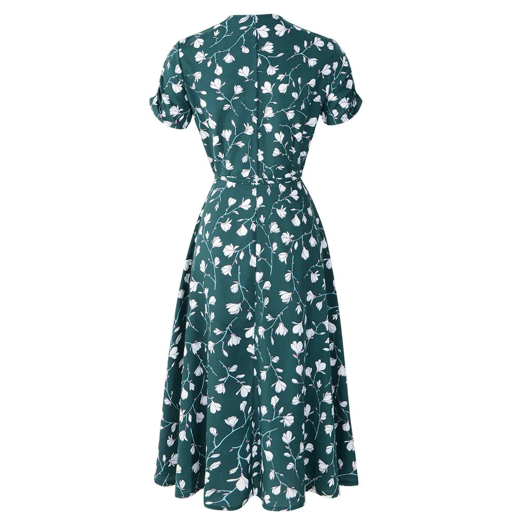 Elegant Bohemia Floral Chiffon Dress