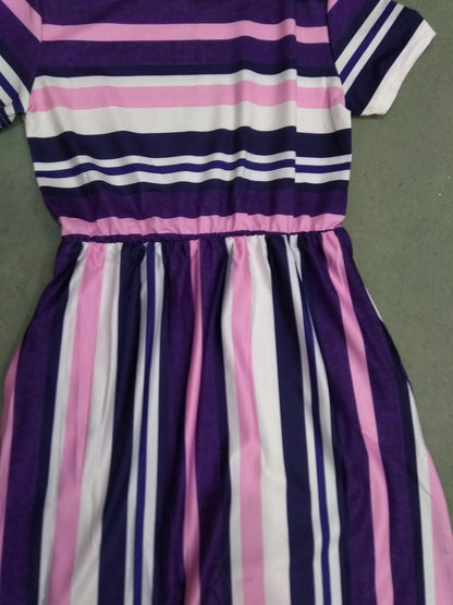 Bohemian Striped Short-sleeved Dress for Girls