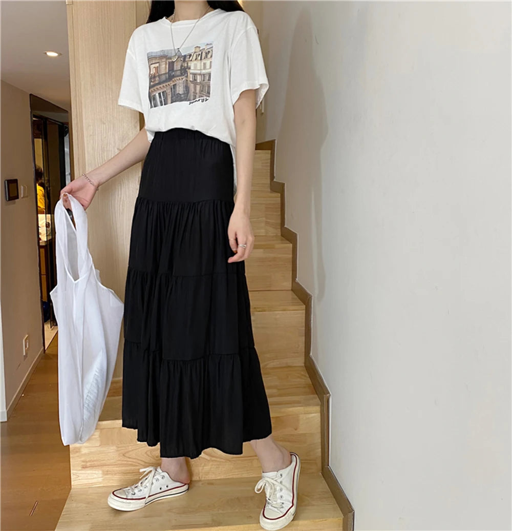 Chic High Waist Chiffon Skirt