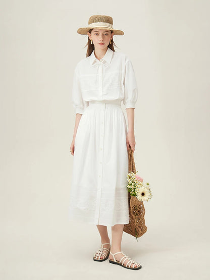 Elegant Summer White Shirt Dress Ensemble