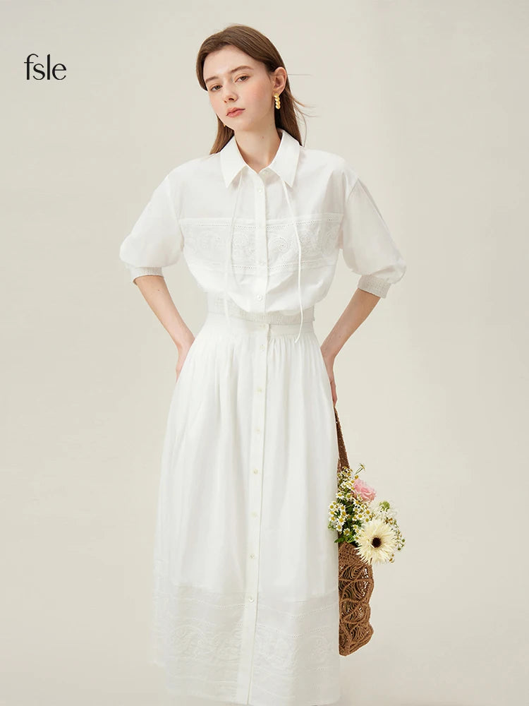 Elegant Summer White Shirt Dress Ensemble