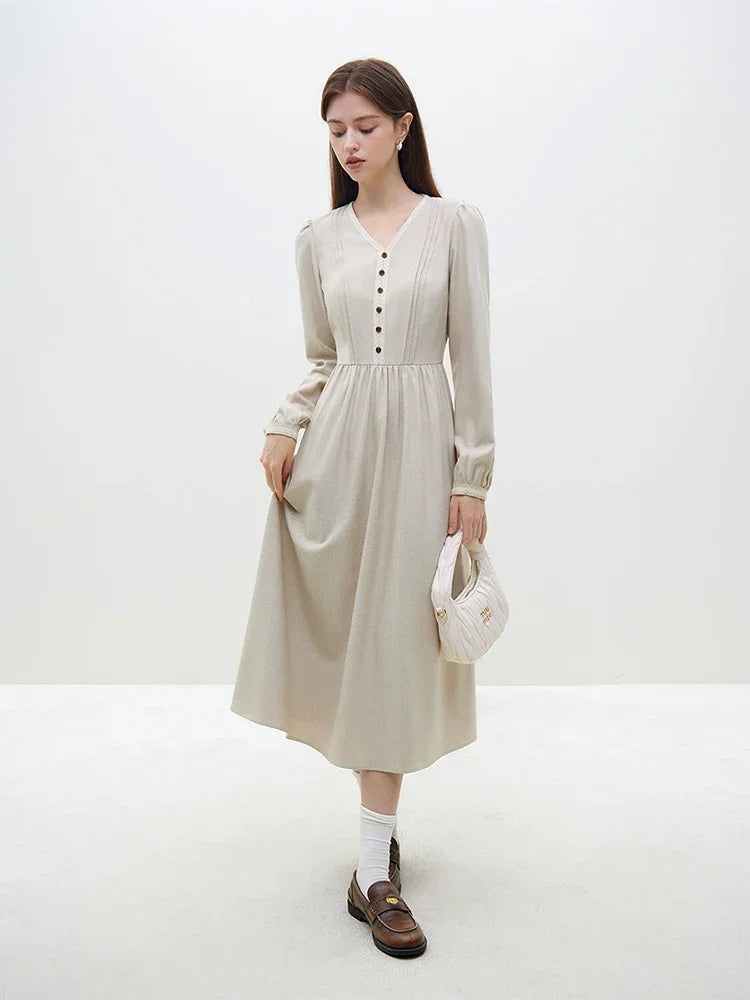 Elegant Embrace: French Retro V-Neck Dress for Women