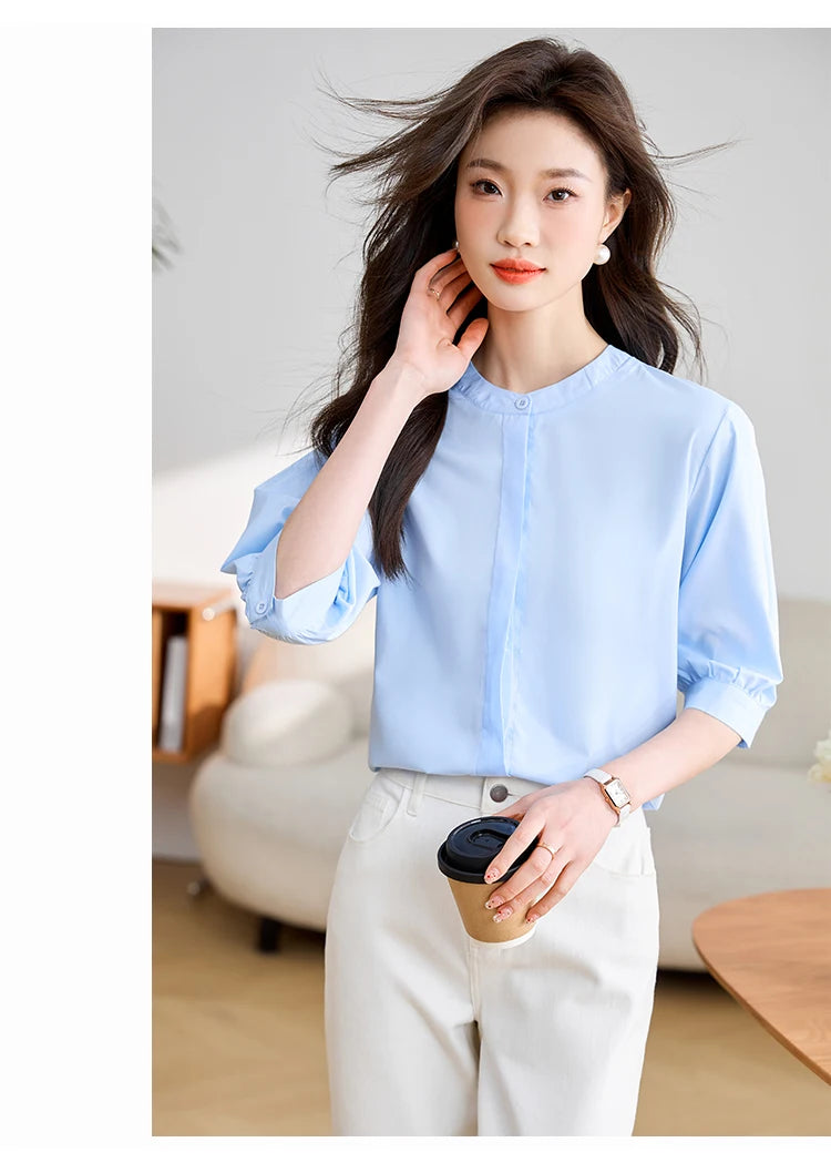 Coastal Breeze: Stylish Summer Blouse for Office and Casual Wear