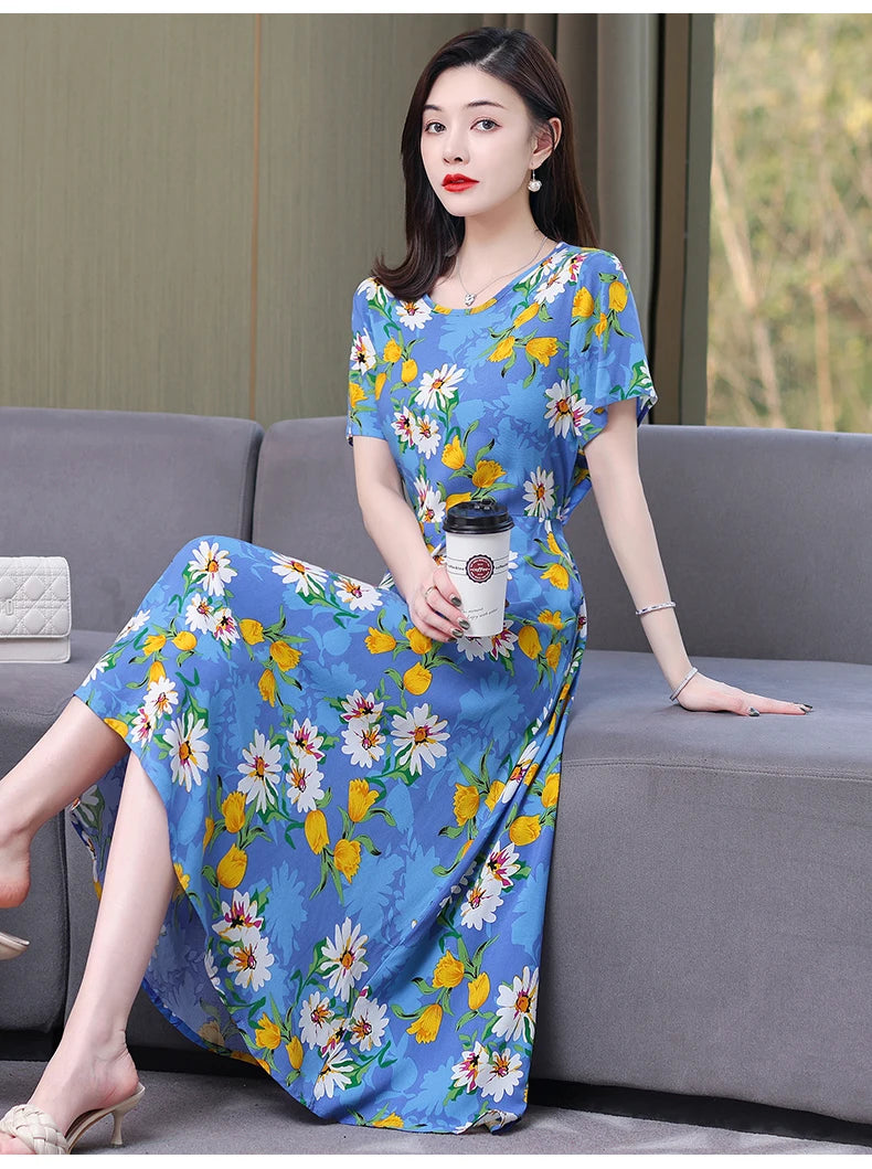 Floral Elegance Short Sleeve Dress