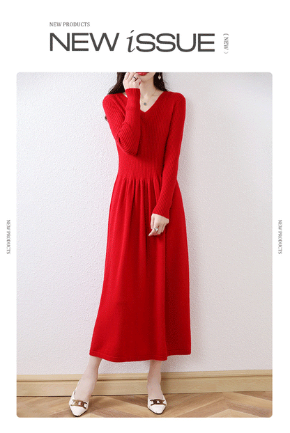 Cozy Chic: 100% Wool Knitted Winter Dress