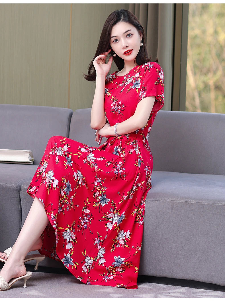 Floral Elegance Short Sleeve Dress