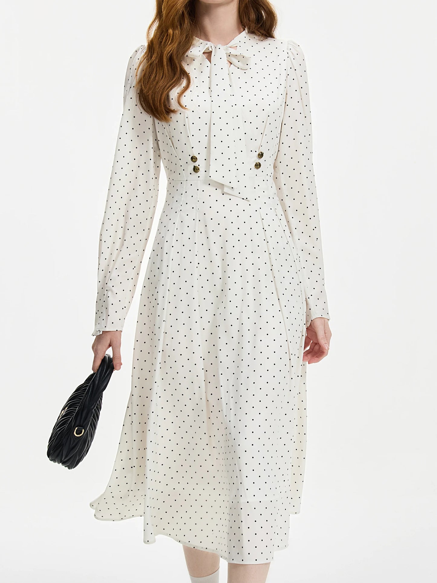 Elegant Polka Dot Bow Dress