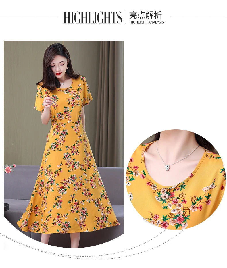 Floral Elegance Short Sleeve Dress