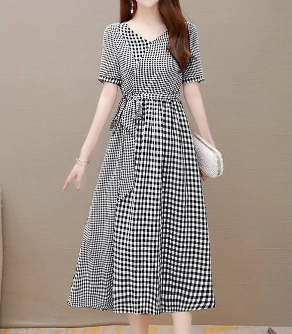 Vintage Charm Checkered Dress