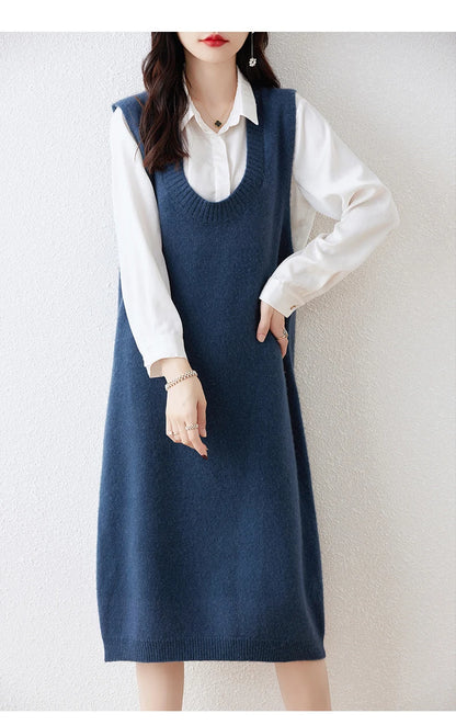 Cozy Chic: Long Cashmere Vest Dress