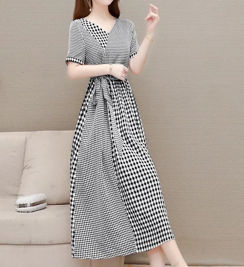 Vintage Charm Checkered Dress