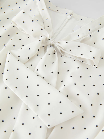 Elegant Polka Dot Bow Dress