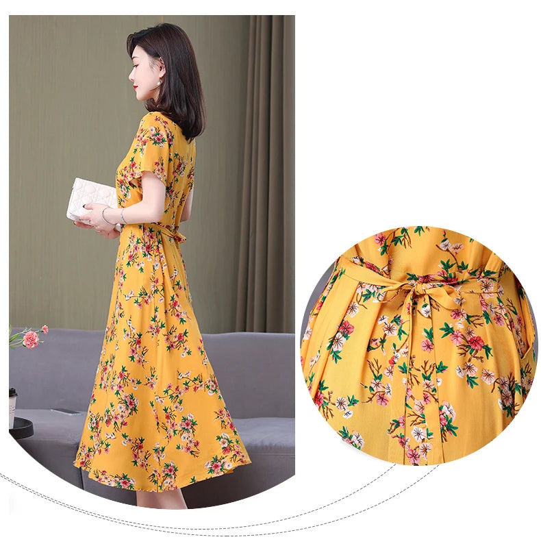 Floral Elegance Short Sleeve Dress