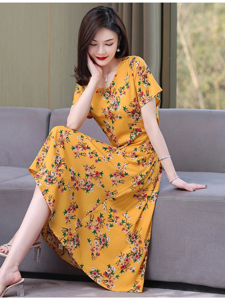 Floral Elegance Short Sleeve Dress