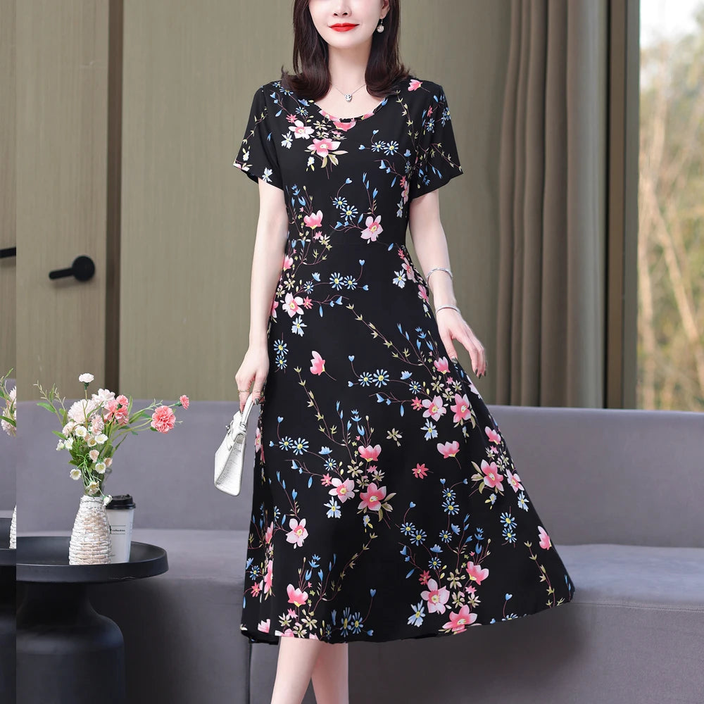 Floral Elegance Short Sleeve Dress