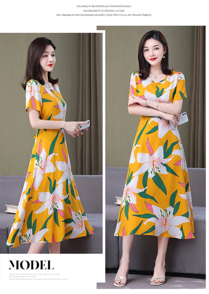 Floral Elegance Short Sleeve Dress