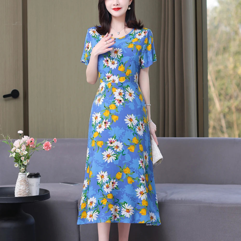 Floral Elegance Short Sleeve Dress