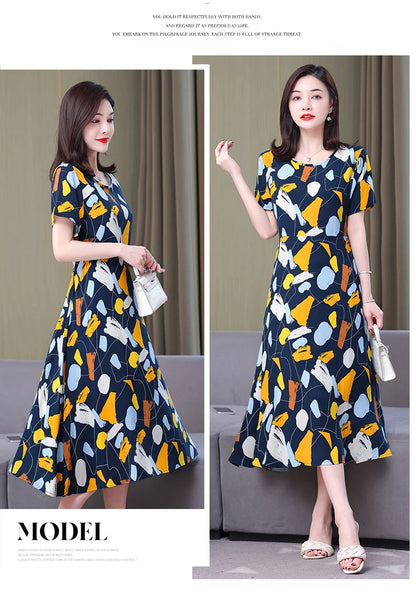 Floral Elegance Short Sleeve Dress