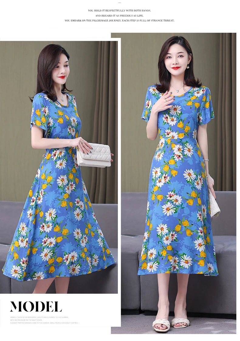 Floral Elegance Short Sleeve Dress