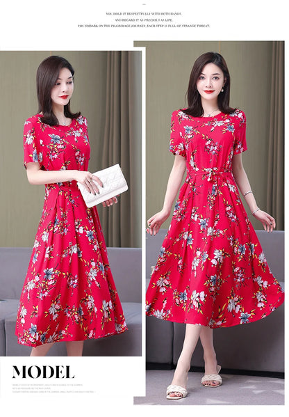 Floral Elegance Short Sleeve Dress