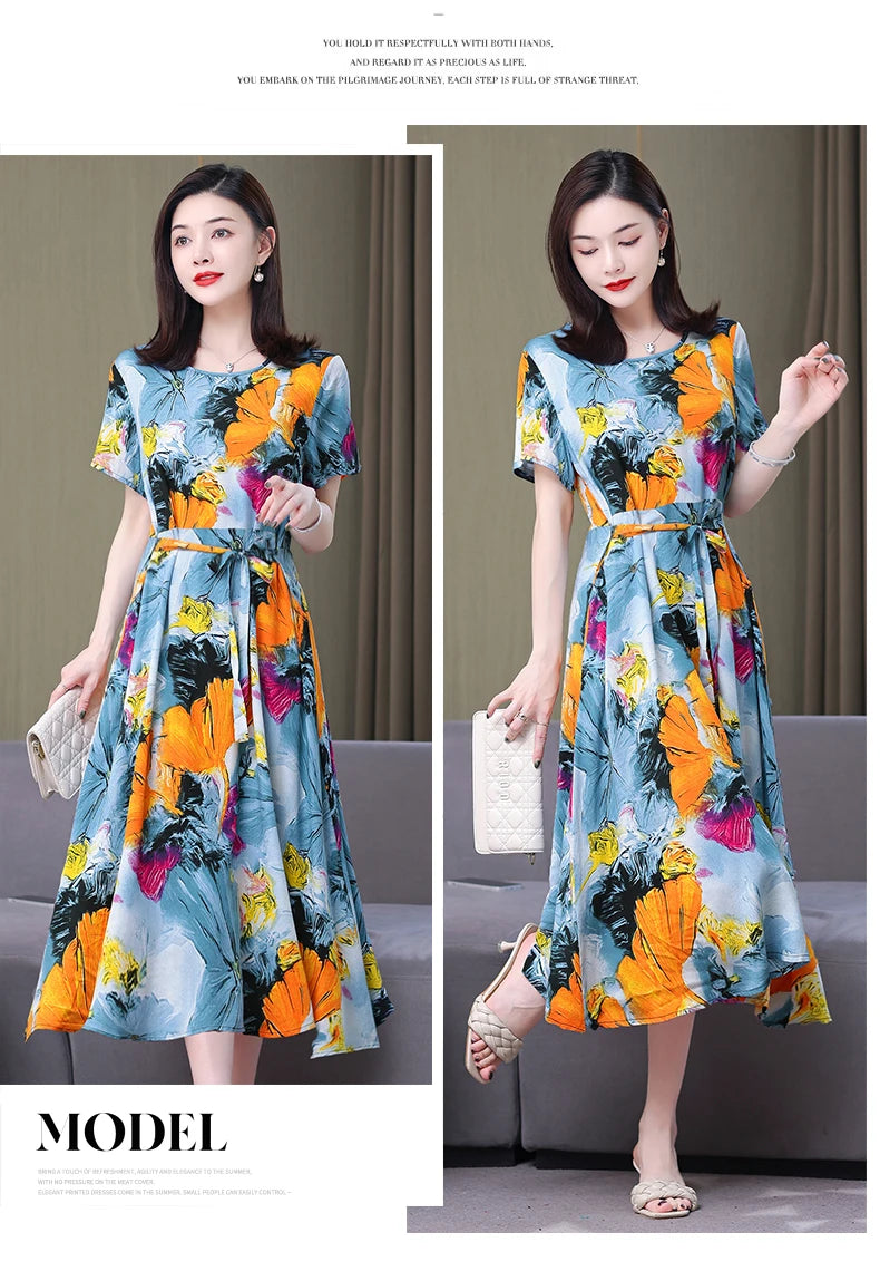 Floral Elegance Short Sleeve Dress