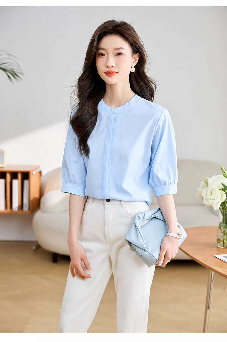 Coastal Breeze: Stylish Summer Blouse for Office and Casual Wear