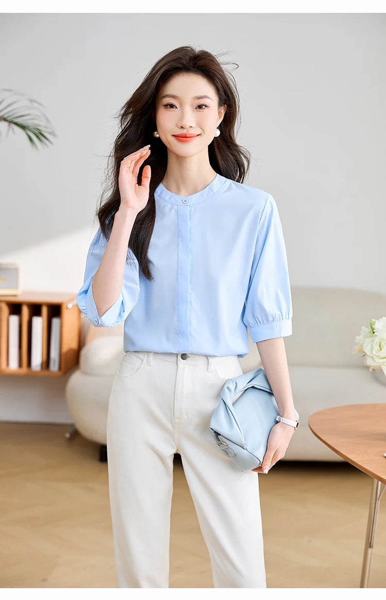 Coastal Breeze: Stylish Summer Blouse for Office and Casual Wear