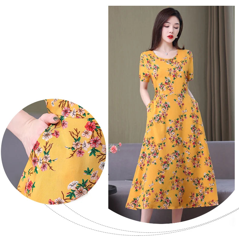 Floral Elegance Short Sleeve Dress