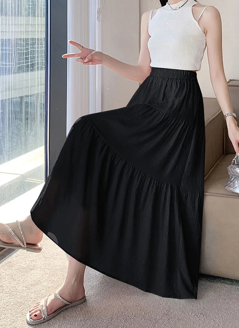 Chic High-Waist Patchwork Skirt