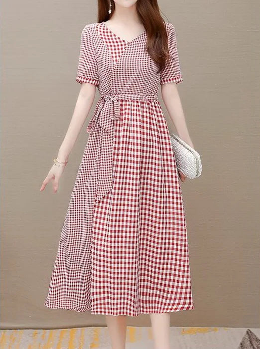 Vintage Charm Checkered Dress