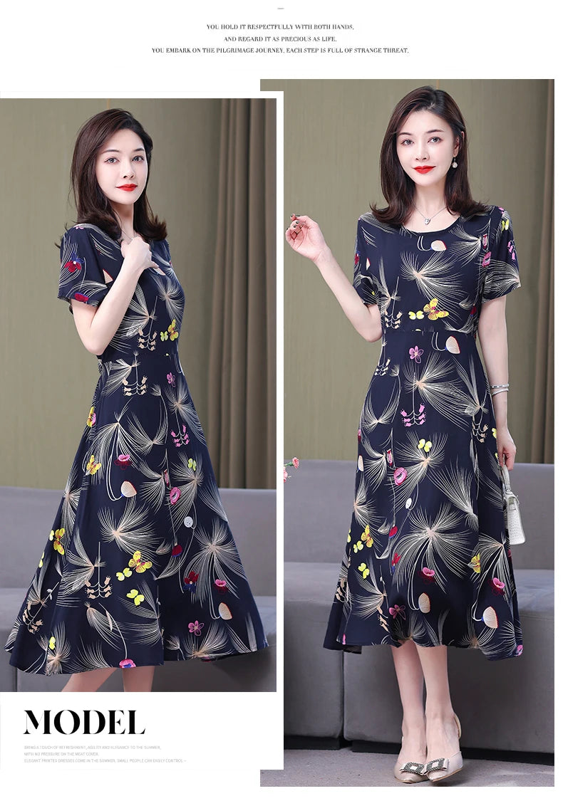 Floral Elegance Short Sleeve Dress