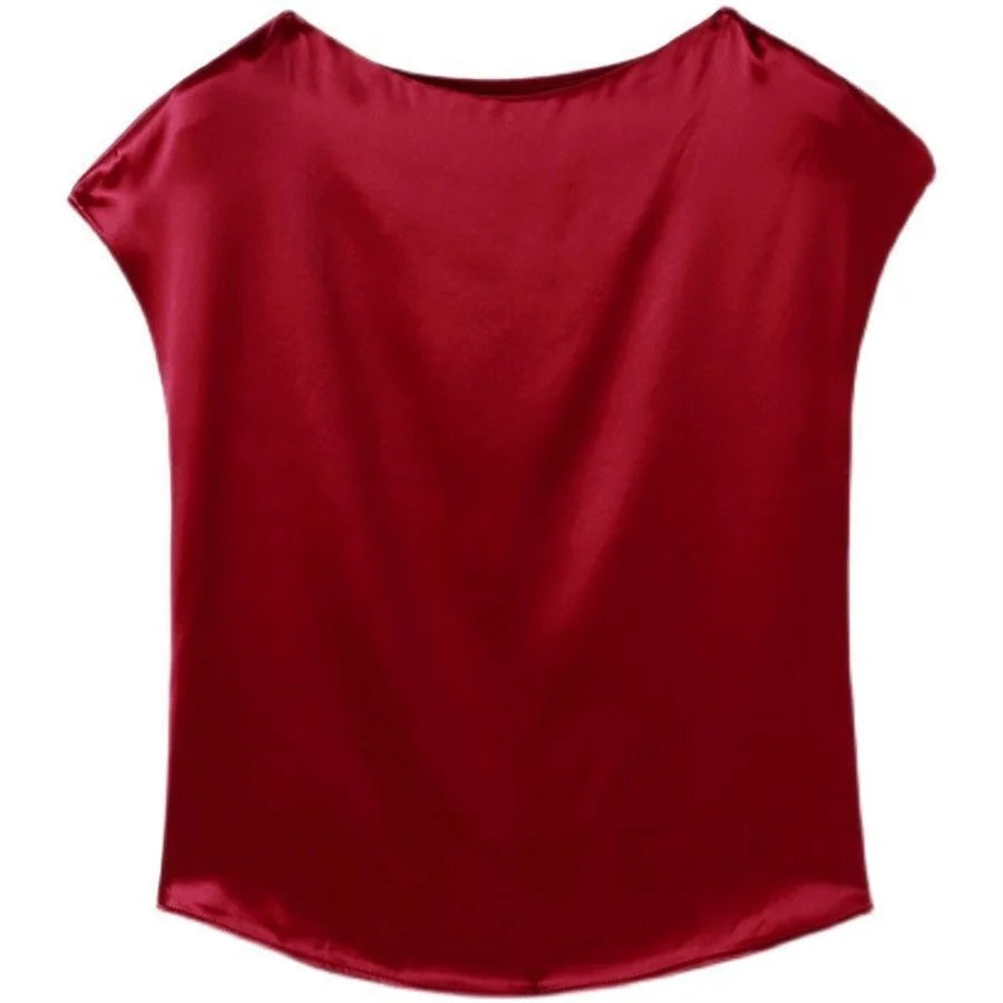 Chic Comfort: Solid Satin Top for Effortless Style