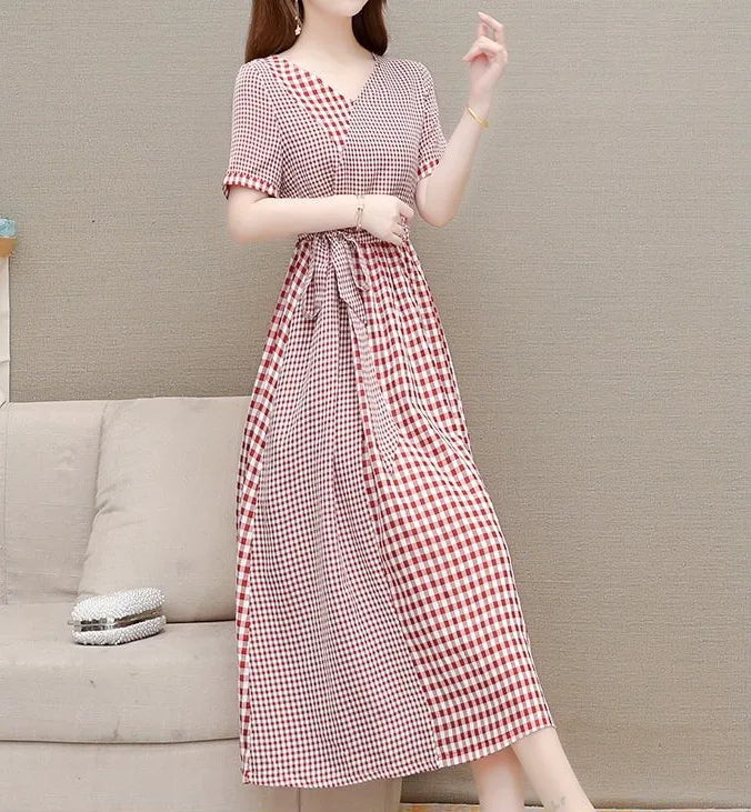 Vintage Charm Checkered Dress