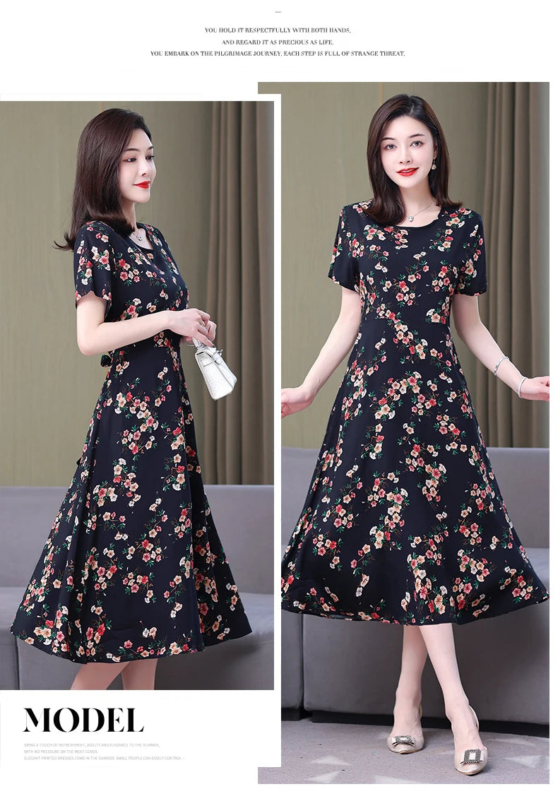 Floral Elegance Short Sleeve Dress