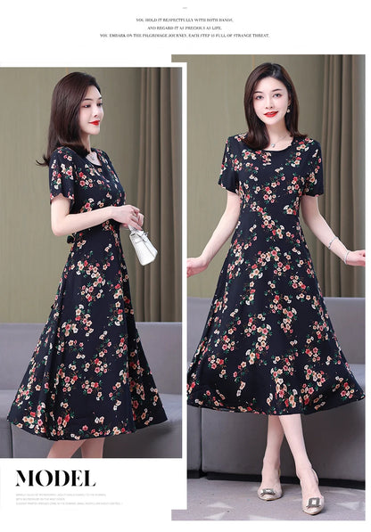 Floral Elegance Short Sleeve Dress