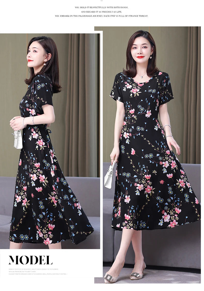 Floral Elegance Short Sleeve Dress