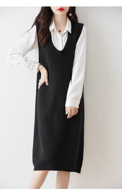 Cozy Chic: Long Cashmere Vest Dress