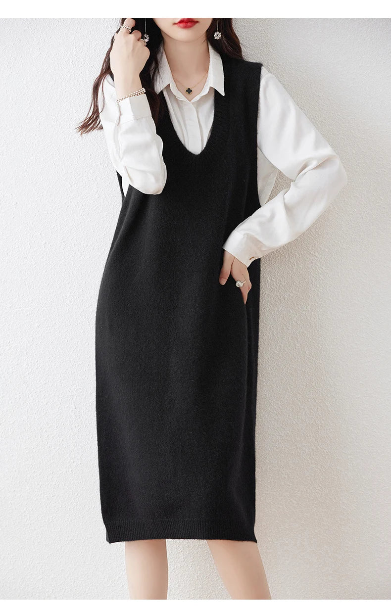 Cozy Chic: Long Cashmere Vest Dress