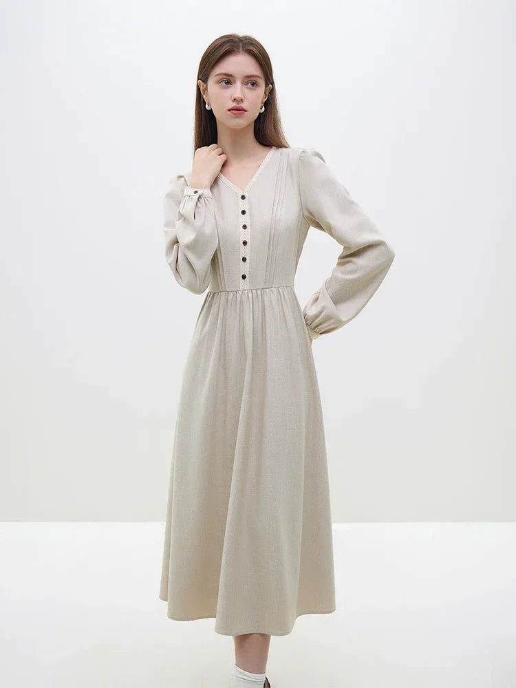 Elegant Embrace: French Retro V-Neck Dress for Women