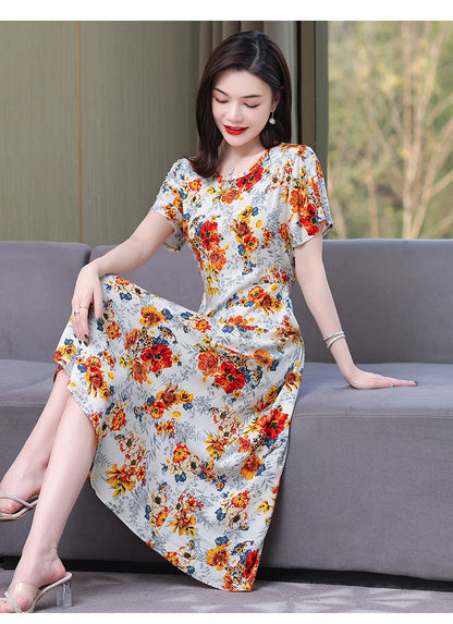 Floral Elegance Short Sleeve Dress