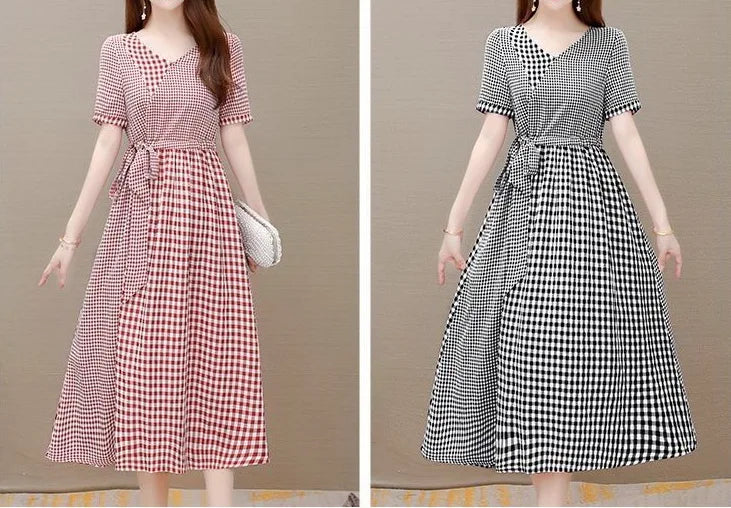 Vintage Charm Checkered Dress