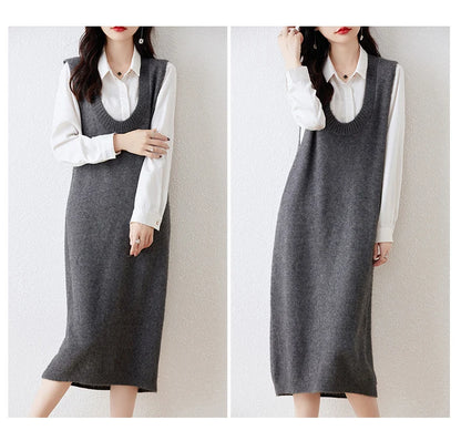 Cozy Chic: Long Cashmere Vest Dress