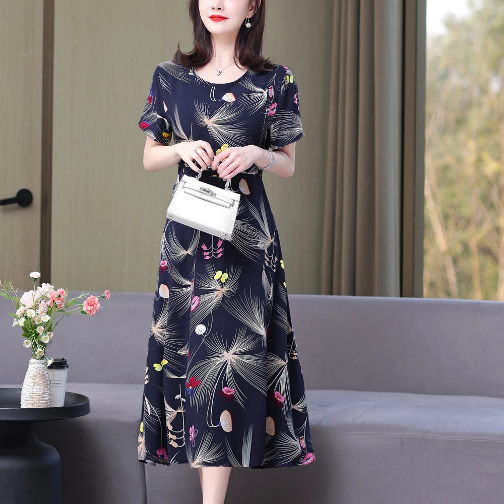 Floral Elegance Short Sleeve Dress