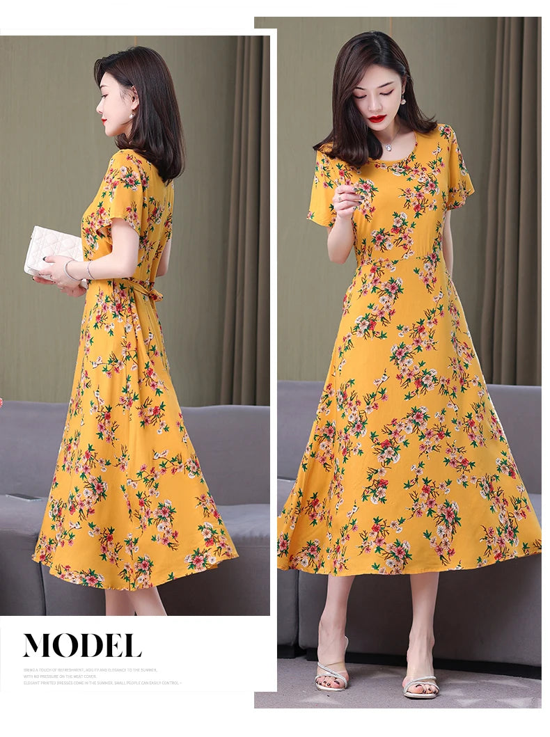 Floral Elegance Short Sleeve Dress