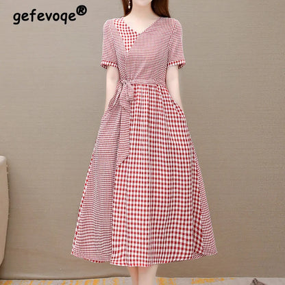 Vintage Charm Checkered Dress