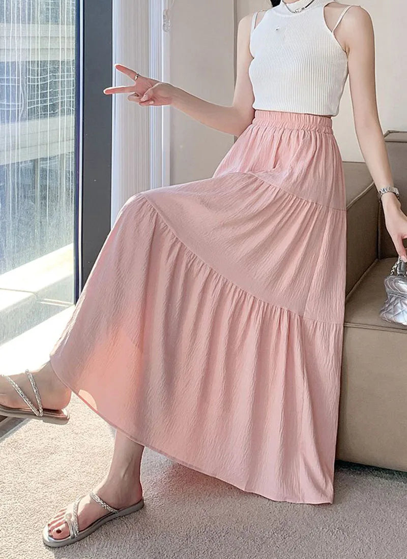 Chic High-Waist Patchwork Skirt