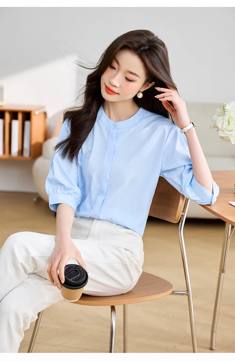 Coastal Breeze: Stylish Summer Blouse for Office and Casual Wear